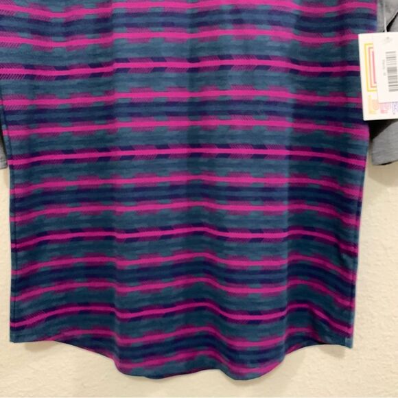 LULAROE TOP WOMEN’S M PINK GRAY BRIGHT COMFORTABLE RAGLAN T-SHIRT. - Picture 4 of 12